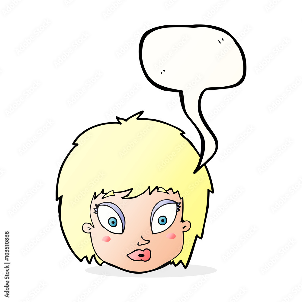 cartoon surprised female face with speech bubble cartoon surprised female face with speech bubble