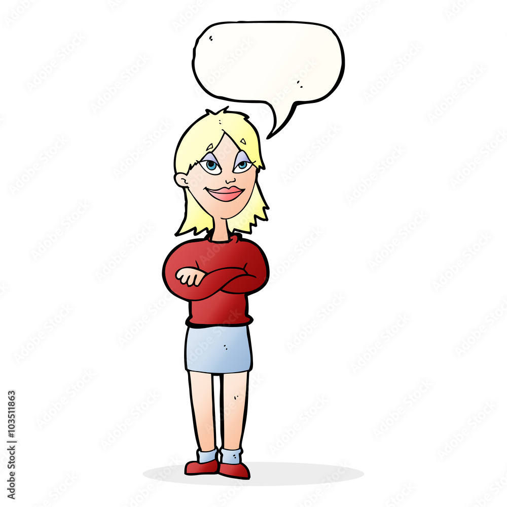 cartoon proud woman with speech bubble cartoon proud woman with speech bubble