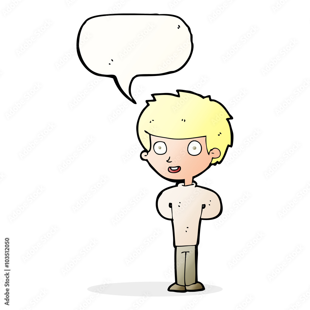 cartoon happy boy with speech bubble cartoon happy boy with speech bubble
