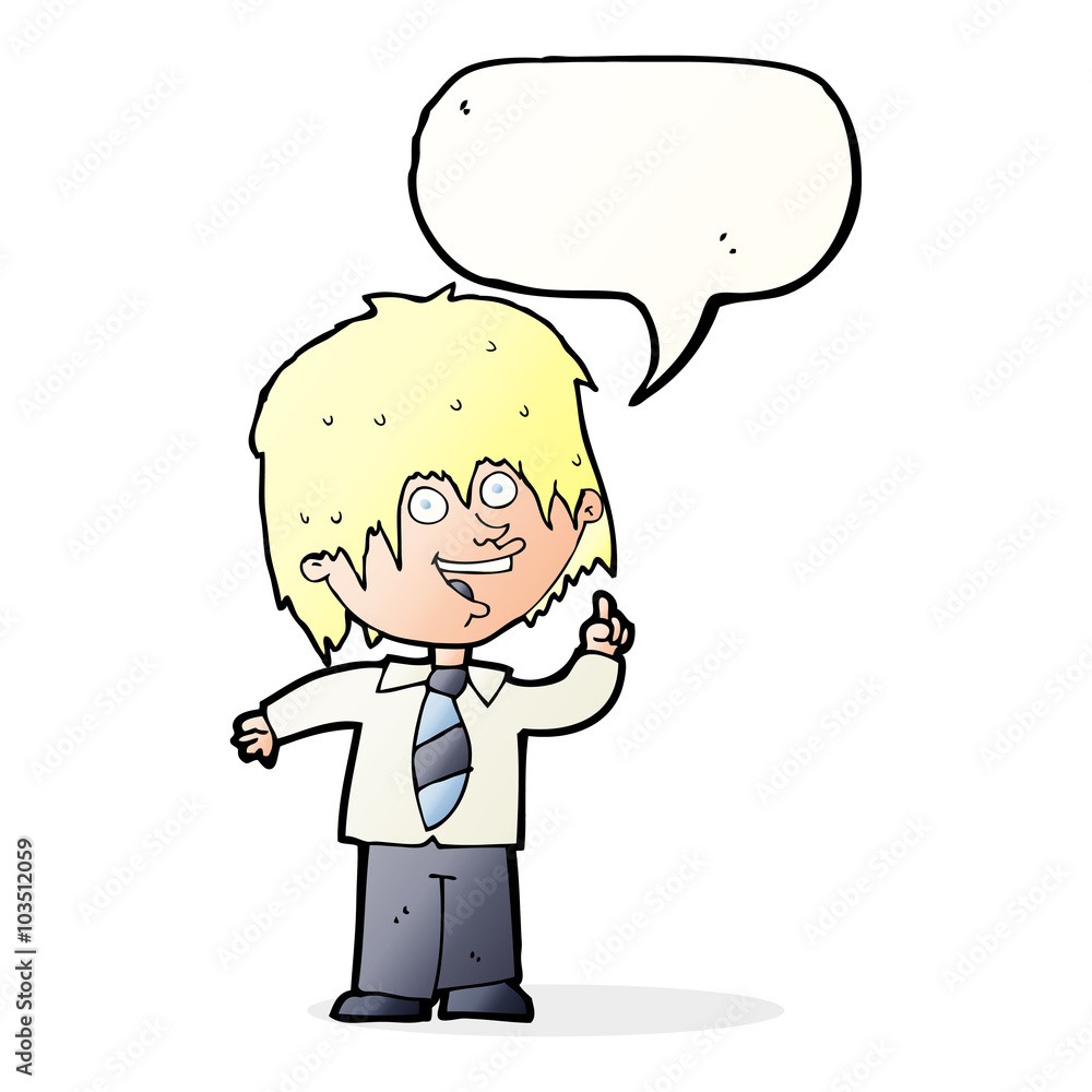 cartoon school boy with idea with speech bubble cartoon school boy with idea with speech bubble