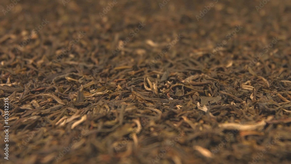 The dried green tea leaves. Vertical and horizontal pan. Close-up. 2 shots.
The dried green tea leaves. Vertical and horizontal pan. Close-up. 2 shots.
