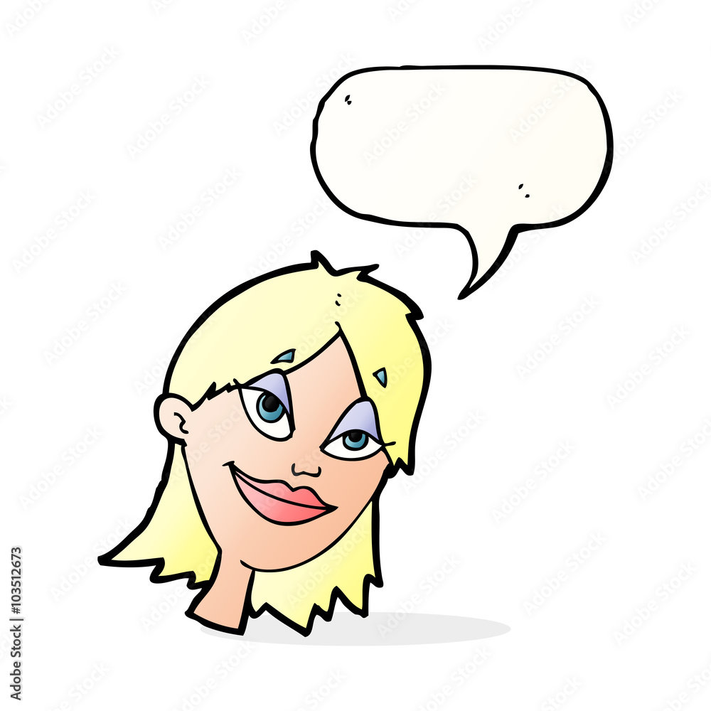 cartoon happy woman with speech bubble cartoon happy woman with speech bubble