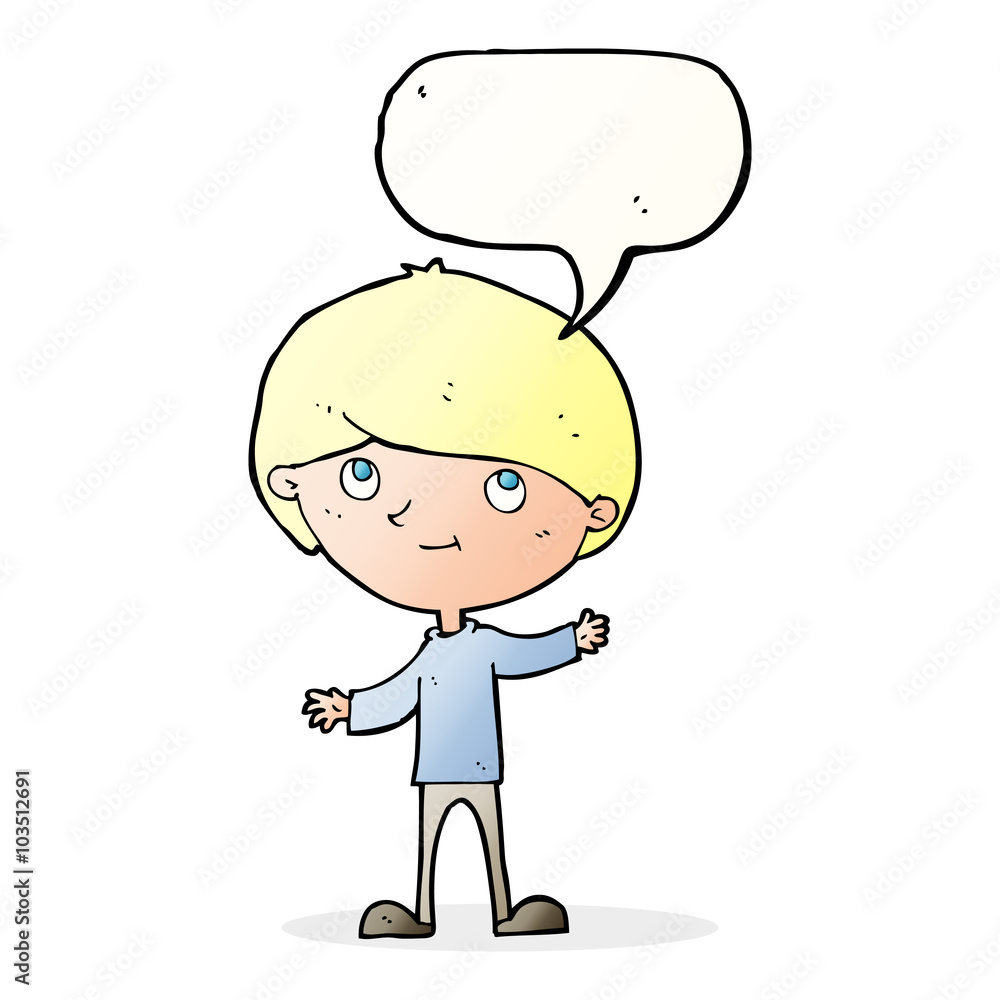 cartoon happy boy with speech bubble cartoon happy boy with speech bubble