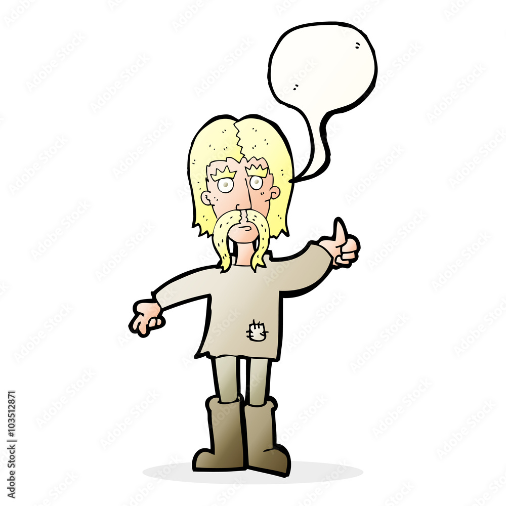 cartoon hippie man giving thumbs up symbol with speech bubble cartoon hippie man giving thumbs up symbol with speech bubble