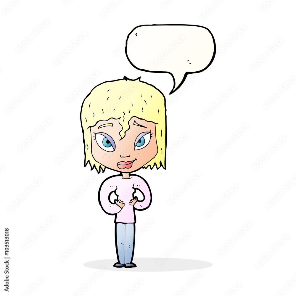cartoon satisfied woman with speech bubble cartoon satisfied woman with speech bubble
