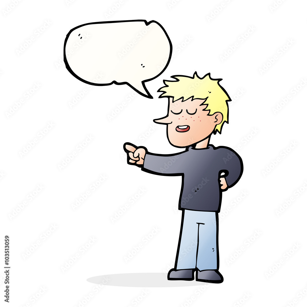 Fototapeta premium cartoon man pointing with speech bubble