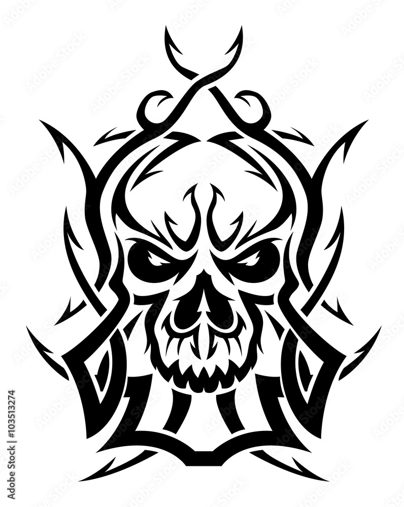 Fototapeta premium Black and white ornamental skull