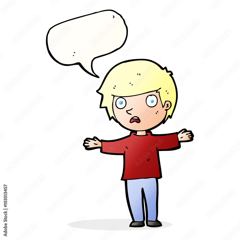 cartoon worried boy with speech bubble cartoon worried boy with speech bubble