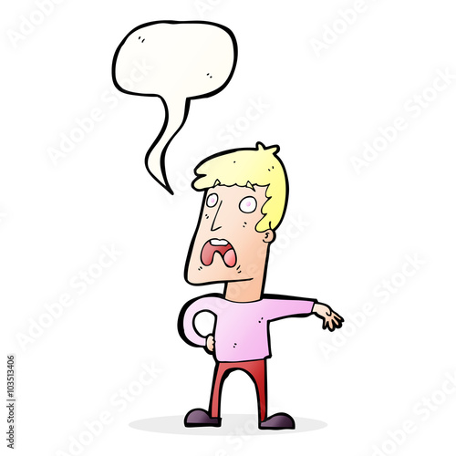 cartoon complaining man with speech bubble