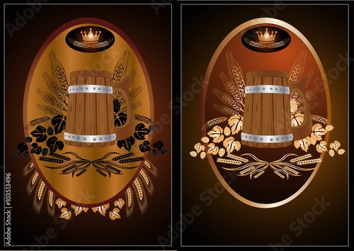 two bnners with vintage mug and hop pattern