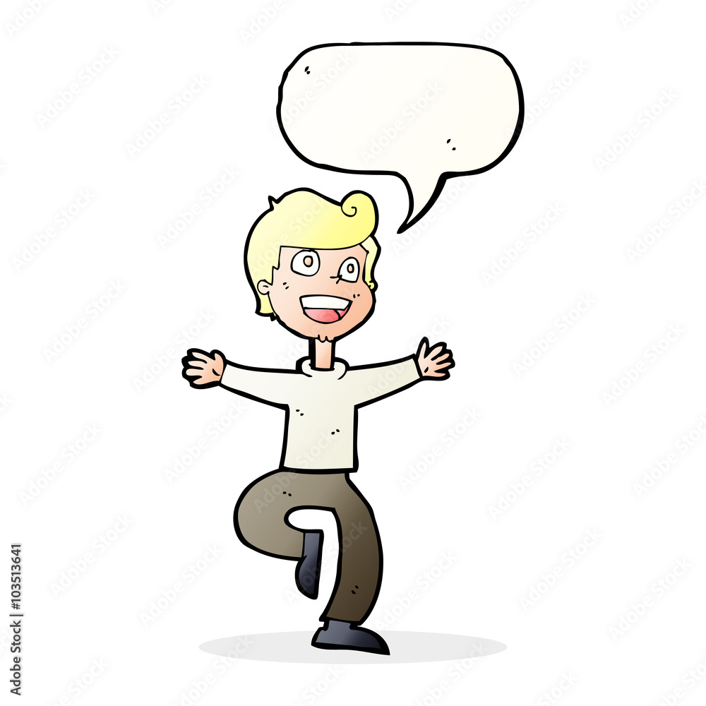 cartoon excited boy with speech bubble cartoon excited boy with speech bubble