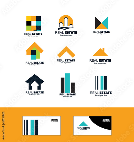 Real estate icon logo set