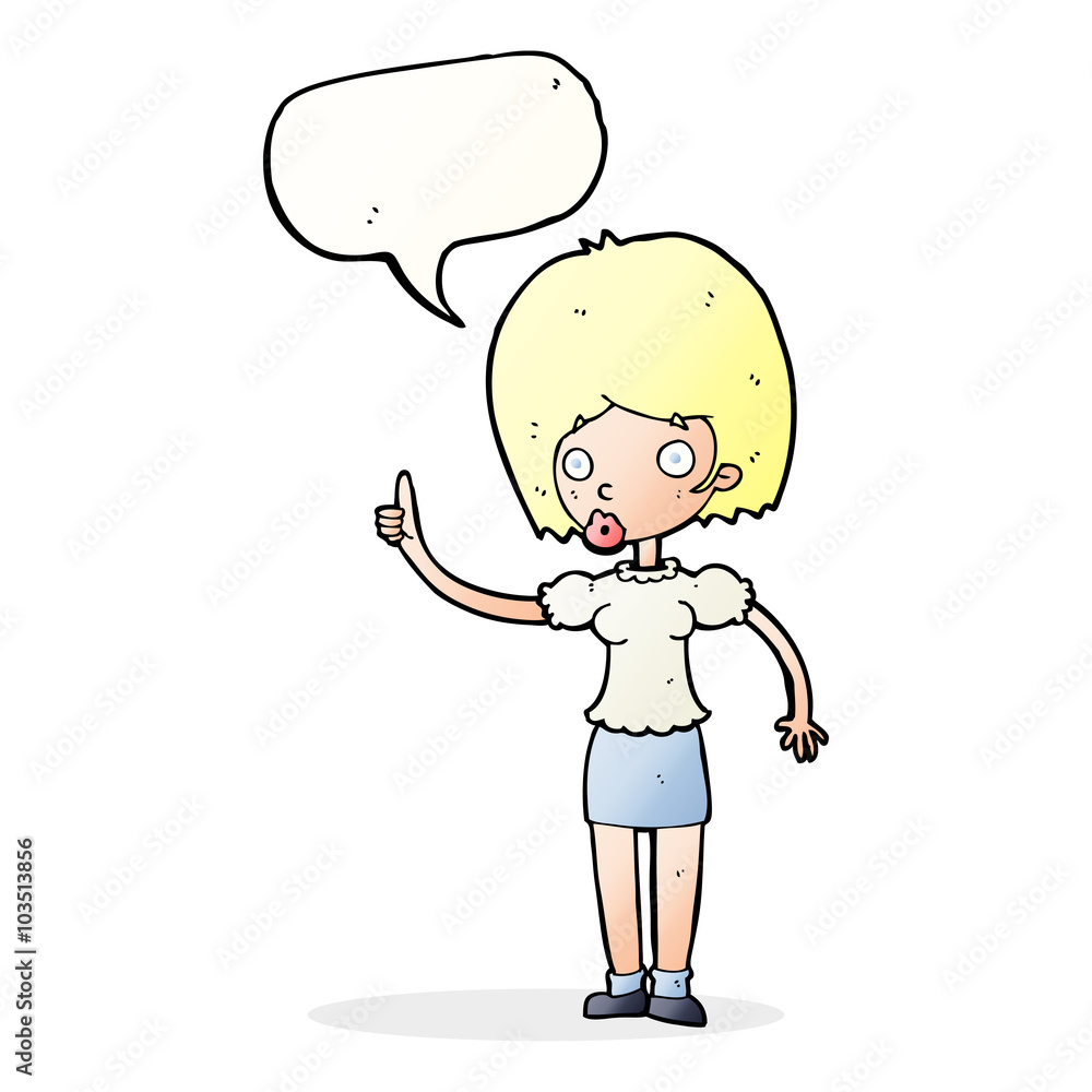 cartoon woman with idea with speech bubble cartoon woman with idea with speech bubble