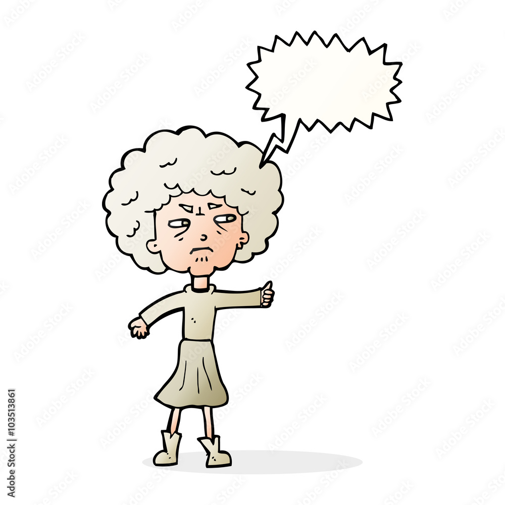cartoon annoyed old woman with speech bubble cartoon annoyed old woman with speech bubble