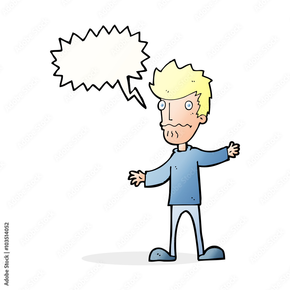 cartoon nervous man with speech bubble cartoon nervous man with speech bubble