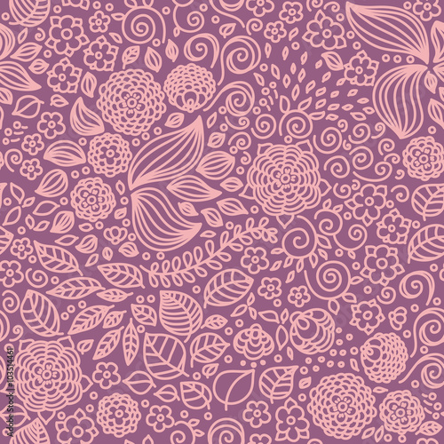 Floral doodle wallpaper seamless pattern.