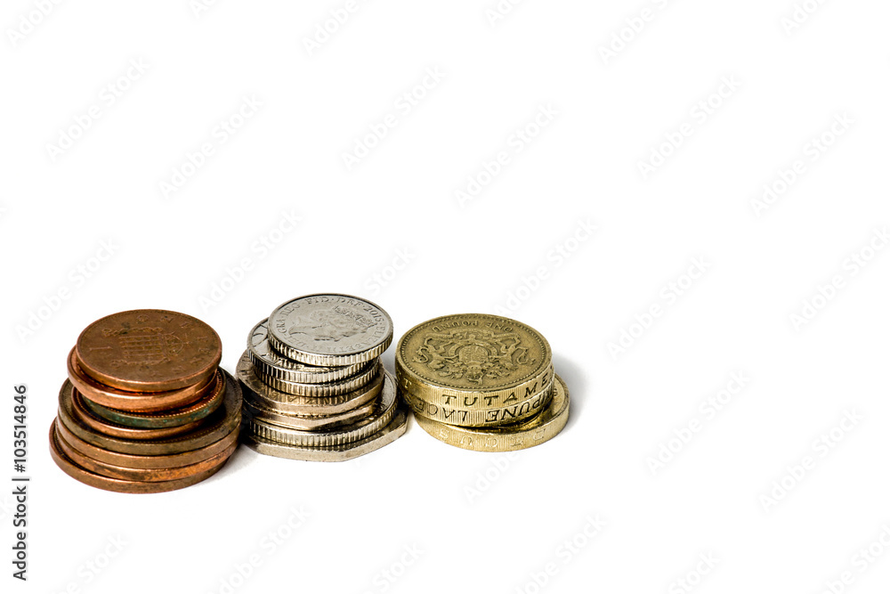 Coins isolated on a white background Coins isolated on a white background