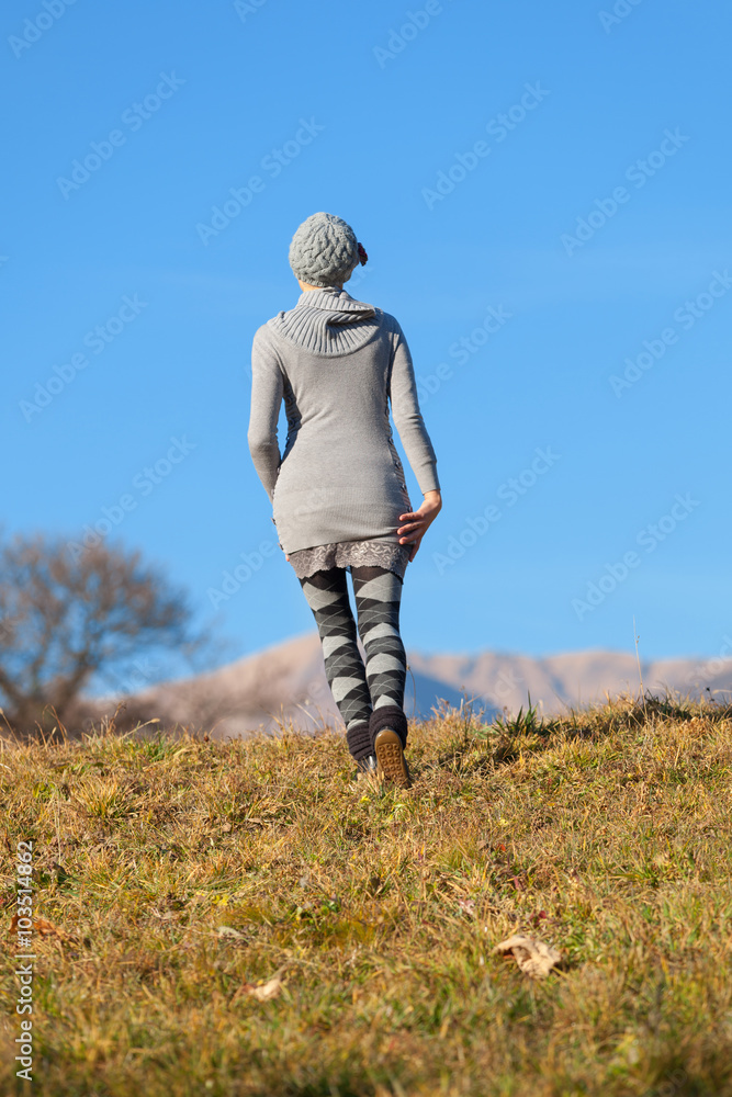 portrait of a woman, rear view portrait of a woman, rear view