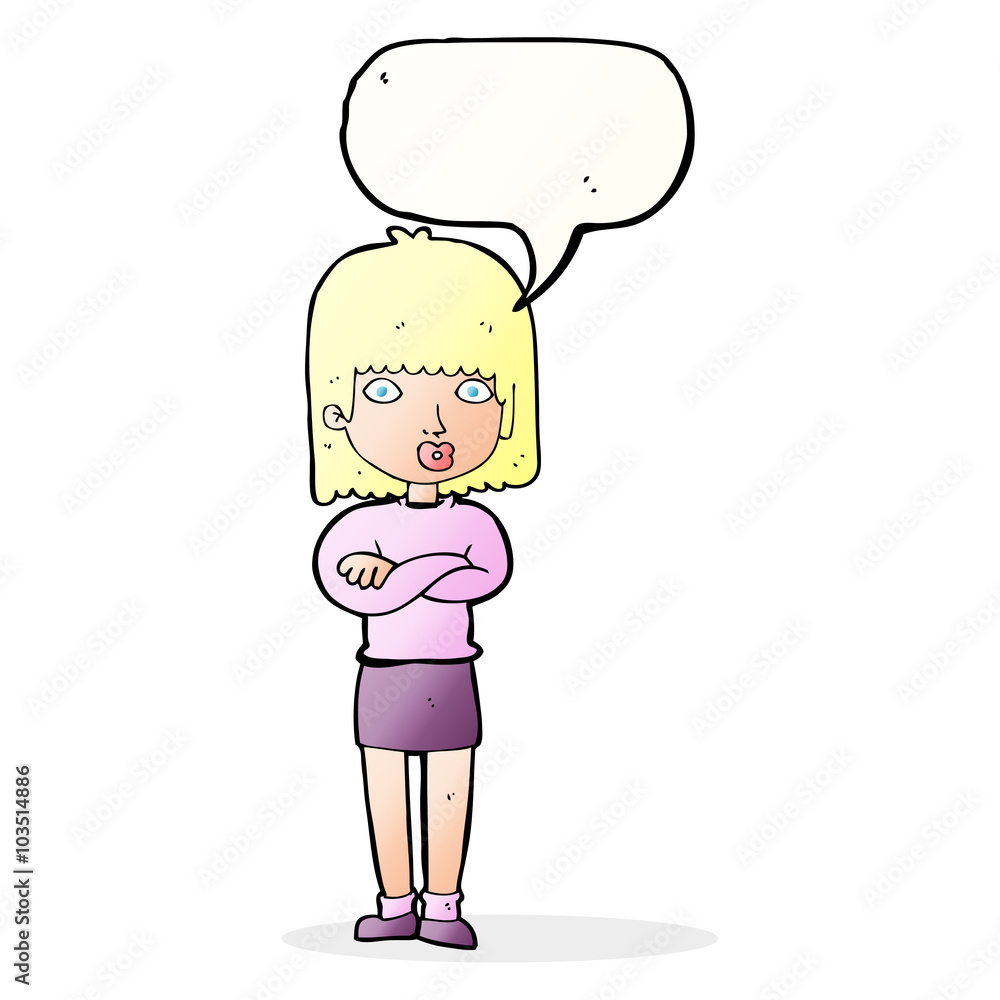cartoon impatient woman with speech bubble cartoon impatient woman with speech bubble