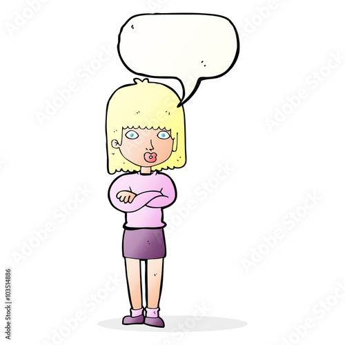 cartoon impatient woman with speech bubble