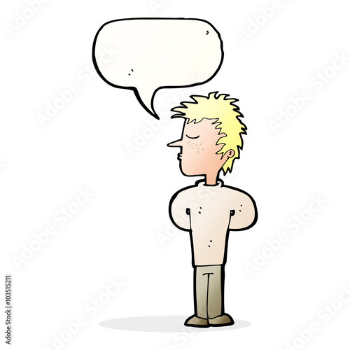 cartoon man ignoring with speech bubble