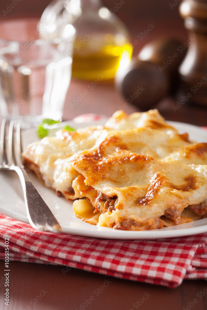 homemade italian lasagna on plate