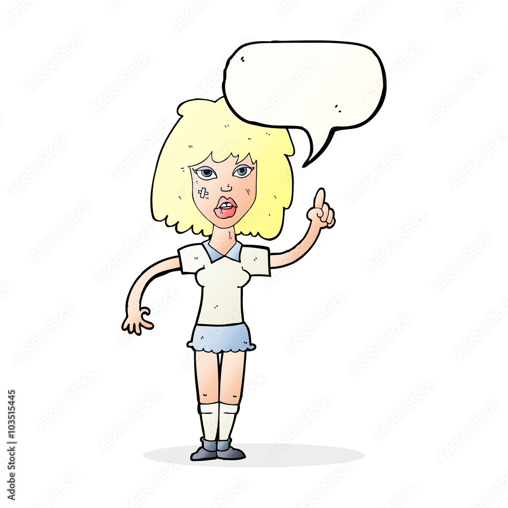 cartoon tough woman with idea with speech bubble cartoon tough woman with idea with speech bubble