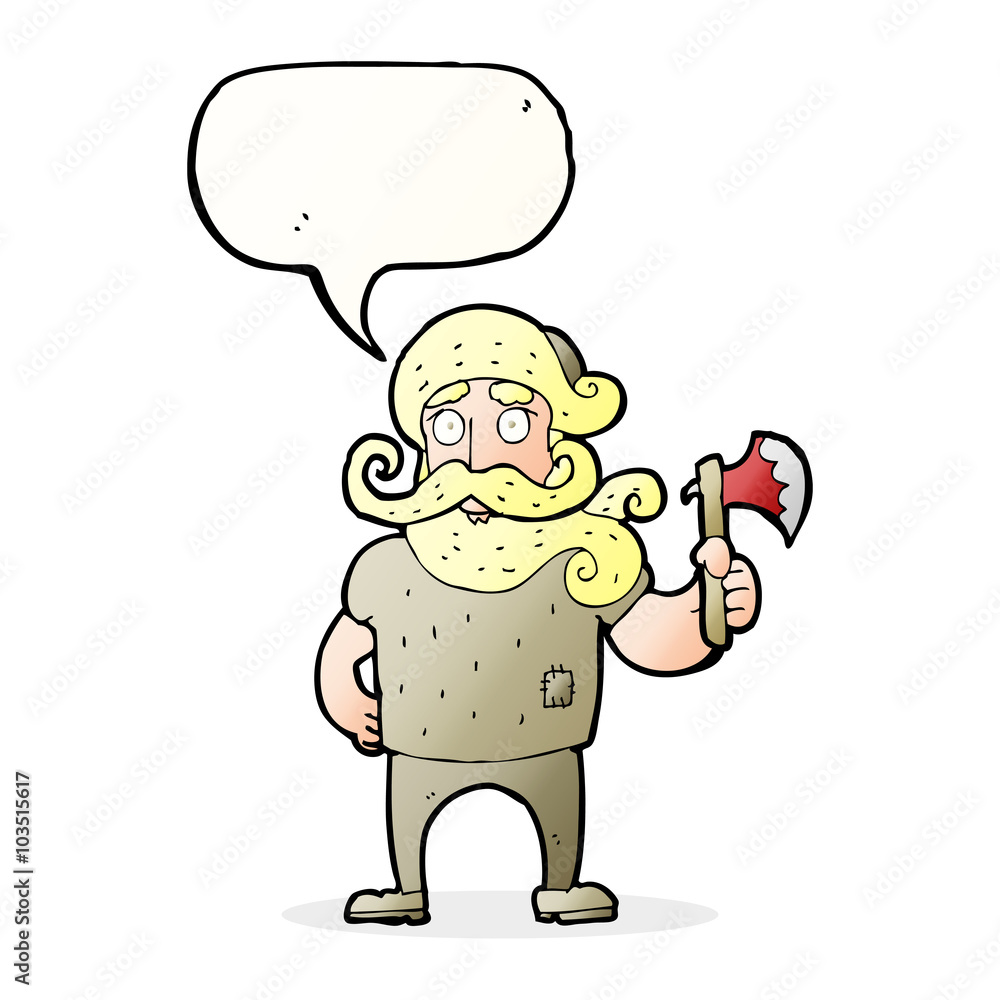 cartoon lumberjack with axe with speech bubble cartoon lumberjack with axe with speech bubble