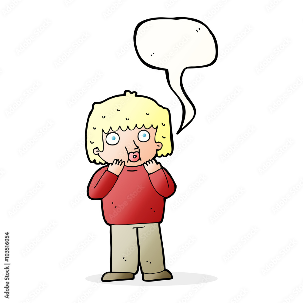 cartoon worried boy with speech bubble