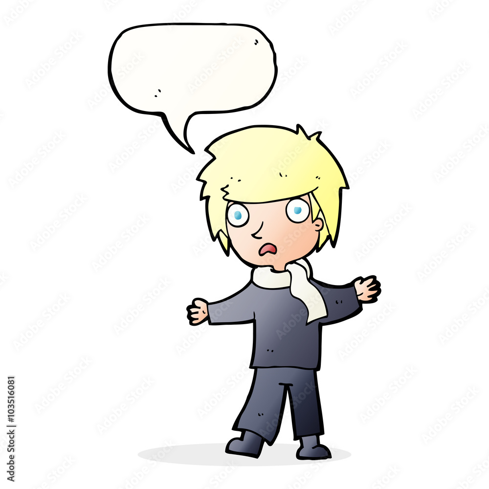 cartoon unhappy boy with speech bubble cartoon unhappy boy with speech bubble