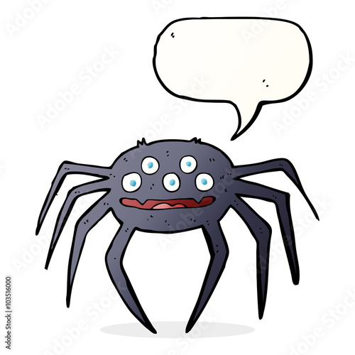 cartoon halloween spider with speech bubble