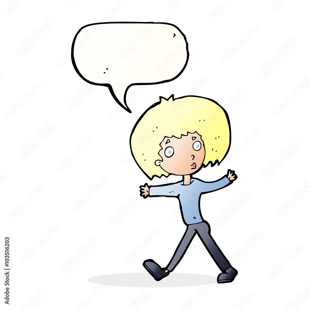 cartoon surprised man walking with speech bubble cartoon surprised man walking with speech bubble