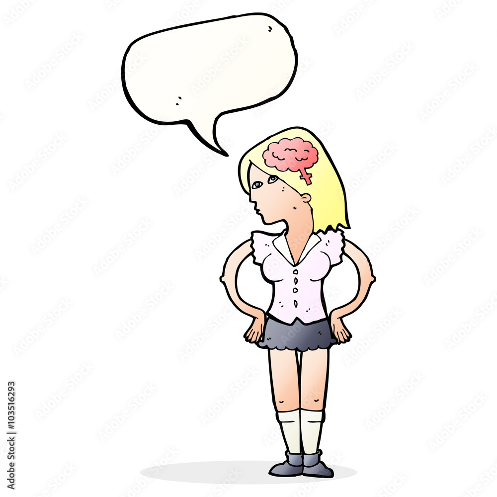 cartoon intelligent woman with speech bubble cartoon intelligent woman with speech bubble