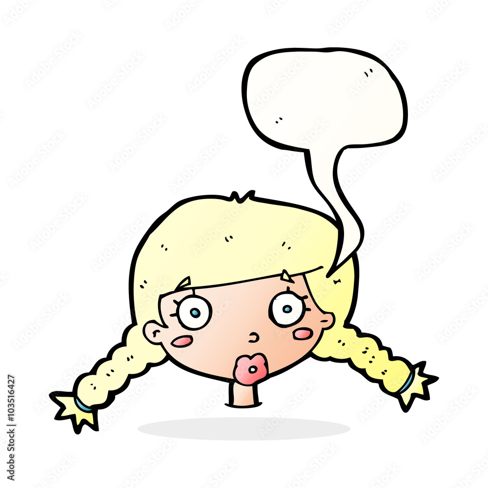 cartoon confused female face with speech bubble cartoon confused female face with speech bubble