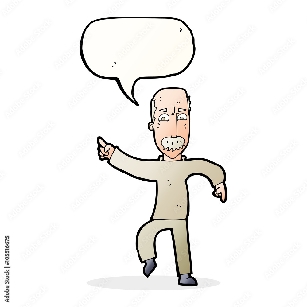 cartoon angry old man with speech bubble