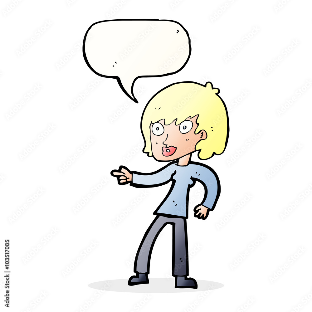 cartoon woman pointing with speech bubble cartoon woman pointing with speech bubble