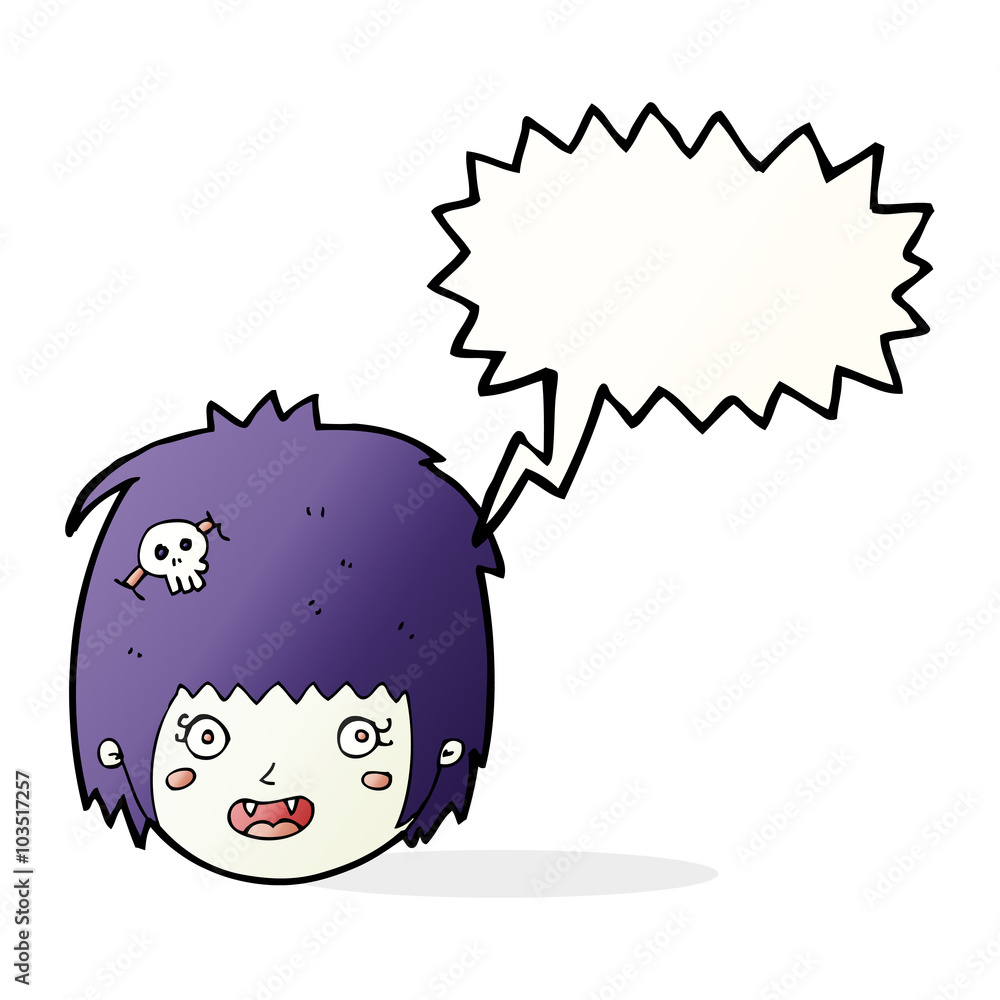 cartoon happy vampire girl face with speech bubble cartoon happy vampire girl face with speech bubble