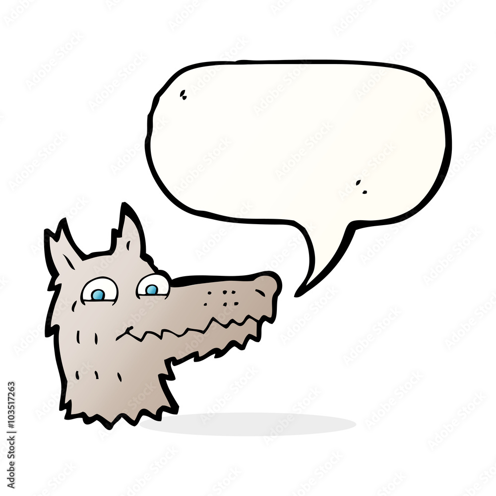 cartoon wolf head with speech bubble cartoon wolf head with speech bubble