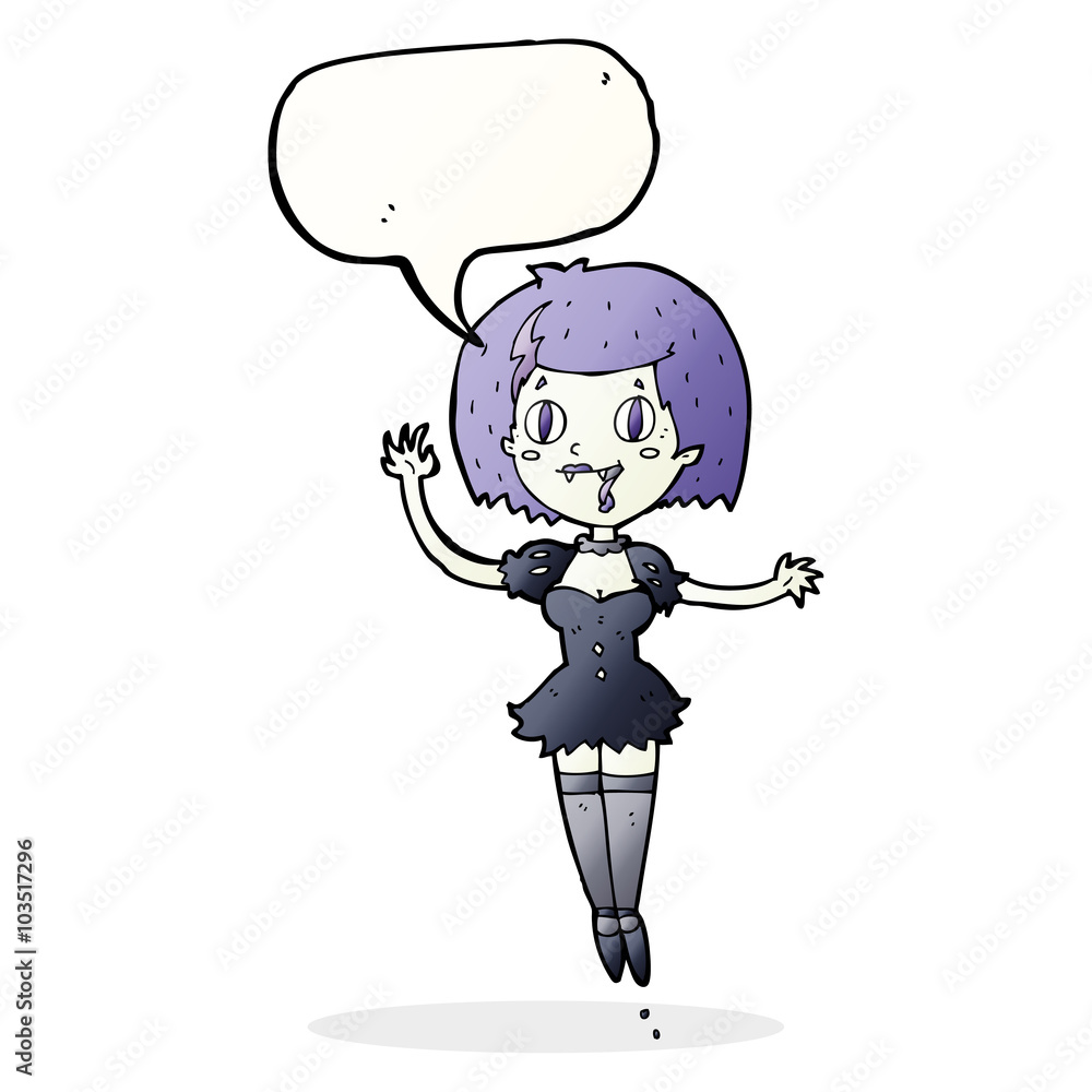 cartoon happy vampire girl with speech bubble cartoon happy vampire girl with speech bubble