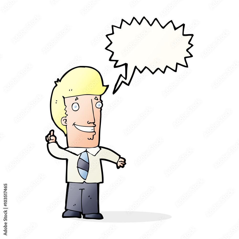 cartoon office man with idea with speech bubble cartoon office man with idea with speech bubble