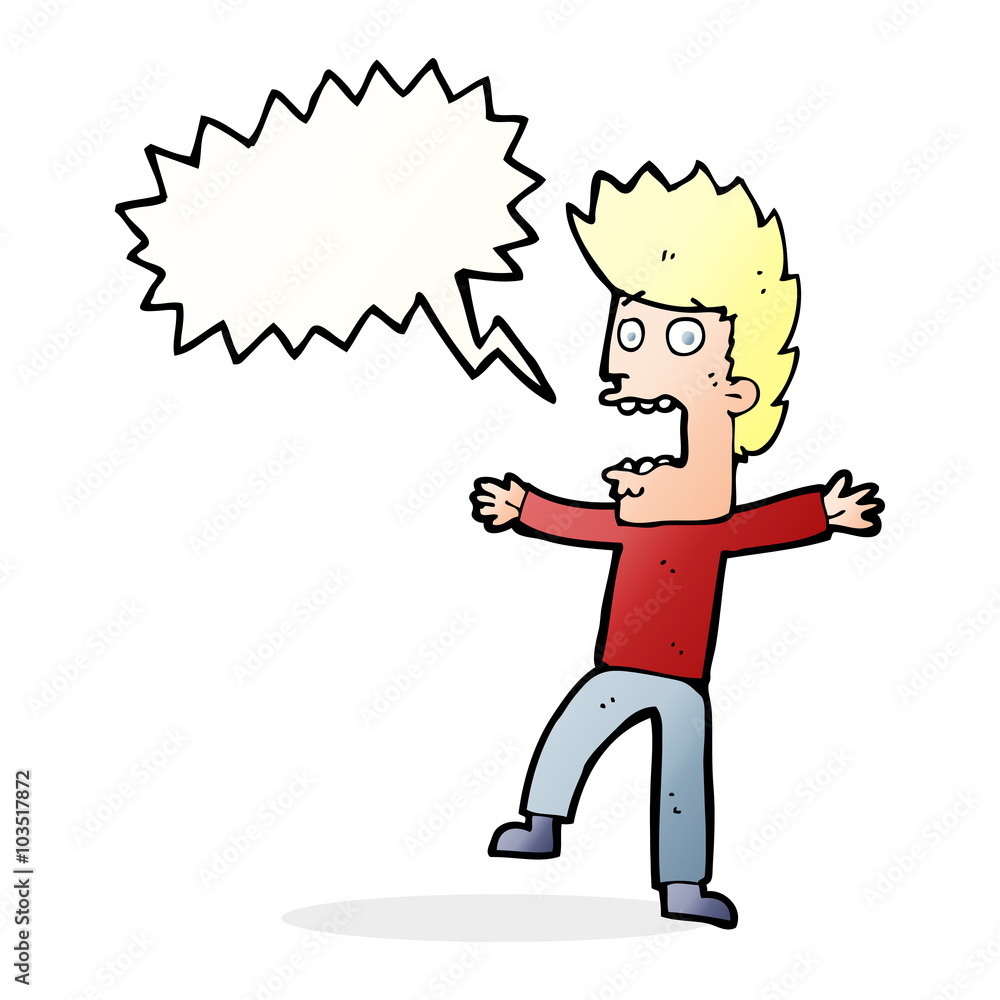 cartoon terrified man with speech bubble cartoon terrified man with speech bubble