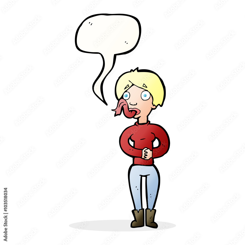 cartoon woman with snake tongue with speech bubble cartoon woman with snake tongue with speech bubble