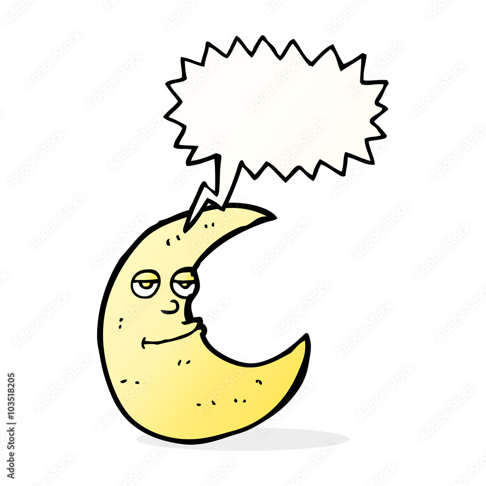Fototapeta premium happy cartoon moon with speech bubble