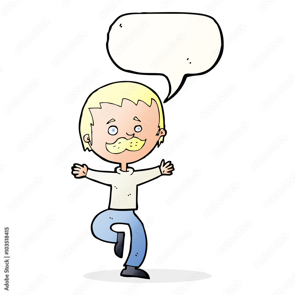cartoon dancing man with mustache with speech bubble cartoon dancing man with mustache with speech bubble
