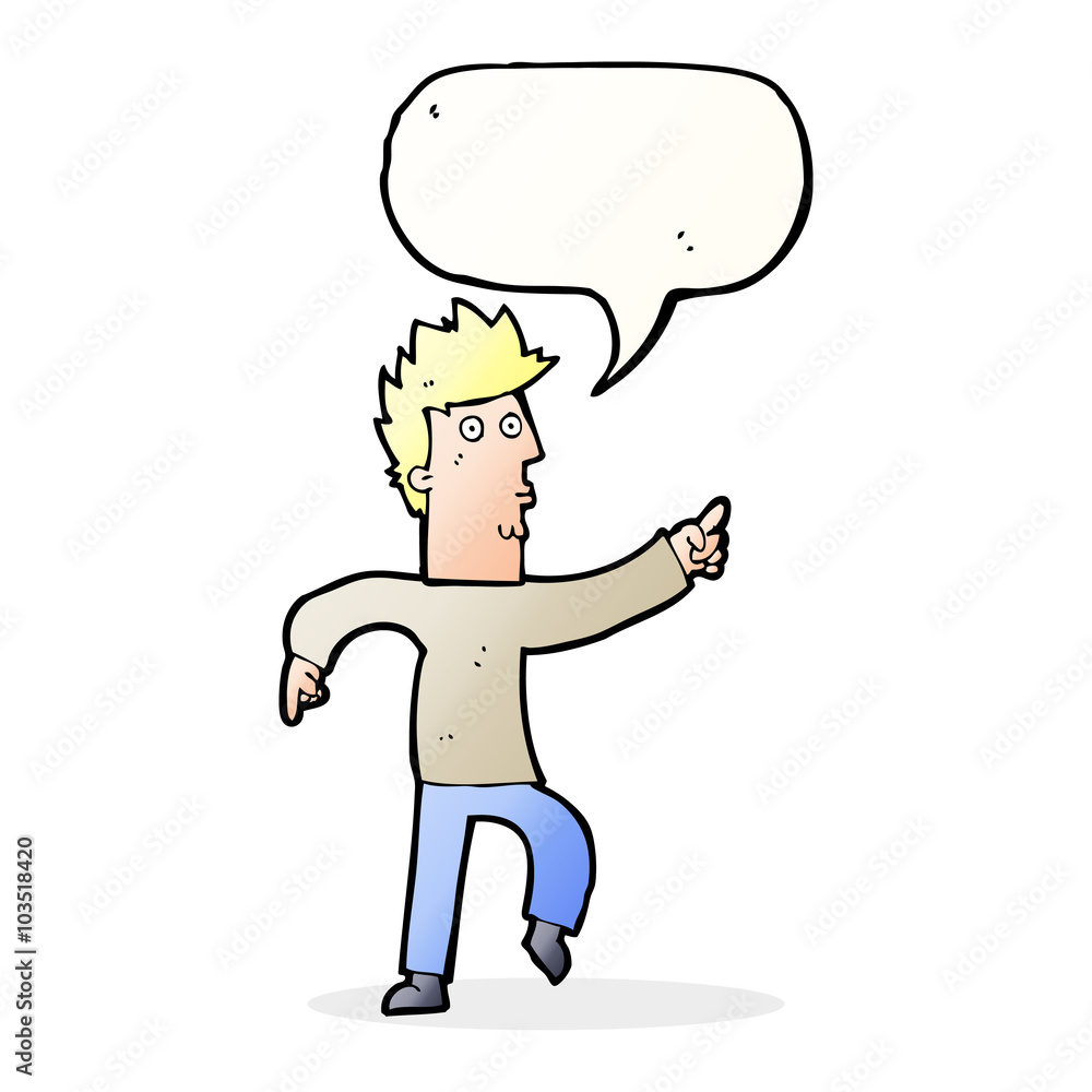 cartoon worried man pointing with speech bubble cartoon worried man pointing with speech bubble