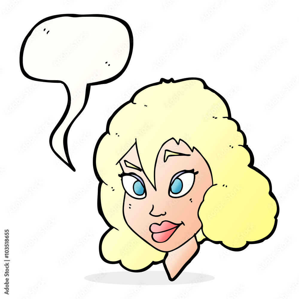 cartoon pretty woman with speech bubble cartoon pretty woman with speech bubble