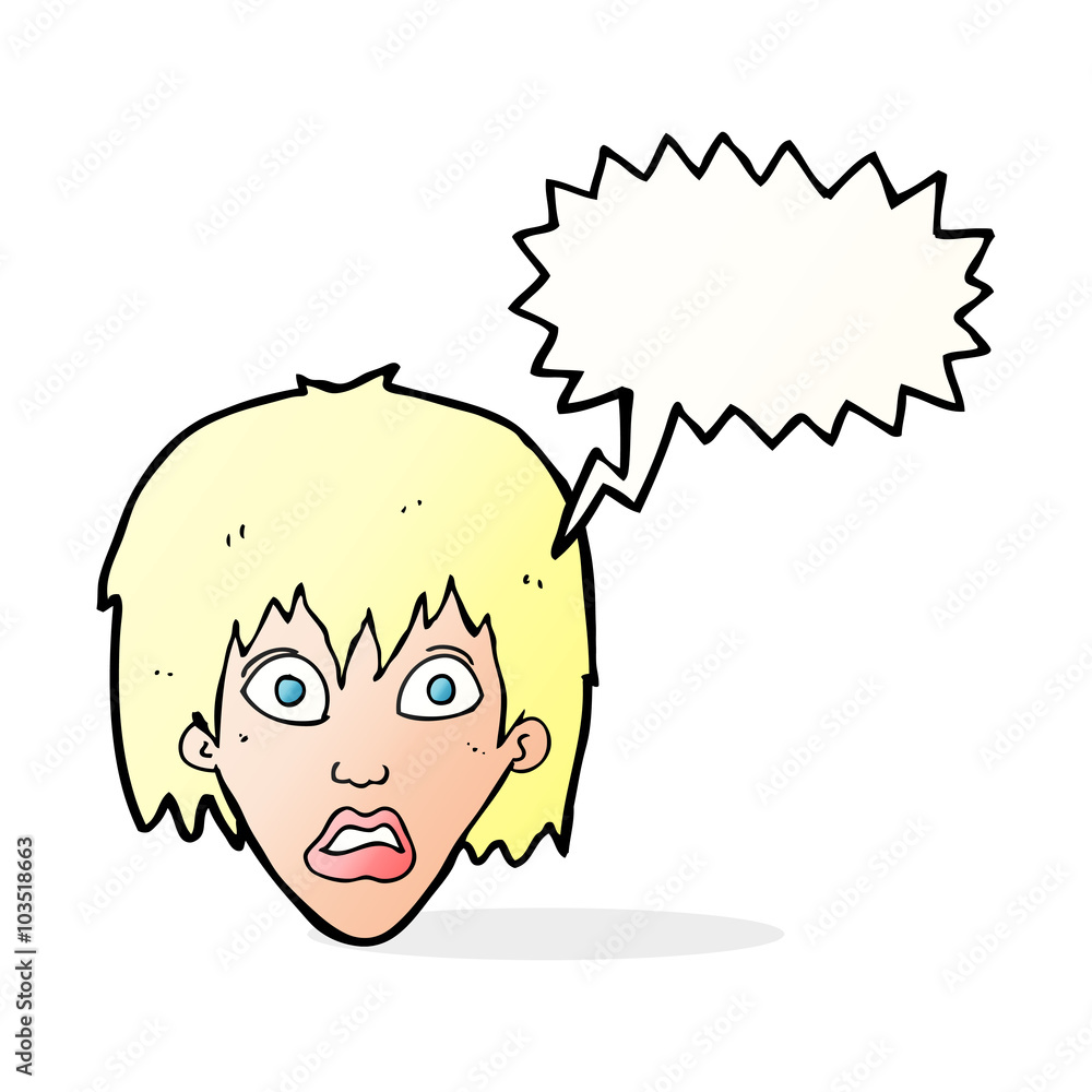 cartoon frightened woman with speech bubble cartoon frightened woman with speech bubble