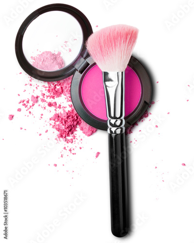Makeup brush with pink blush