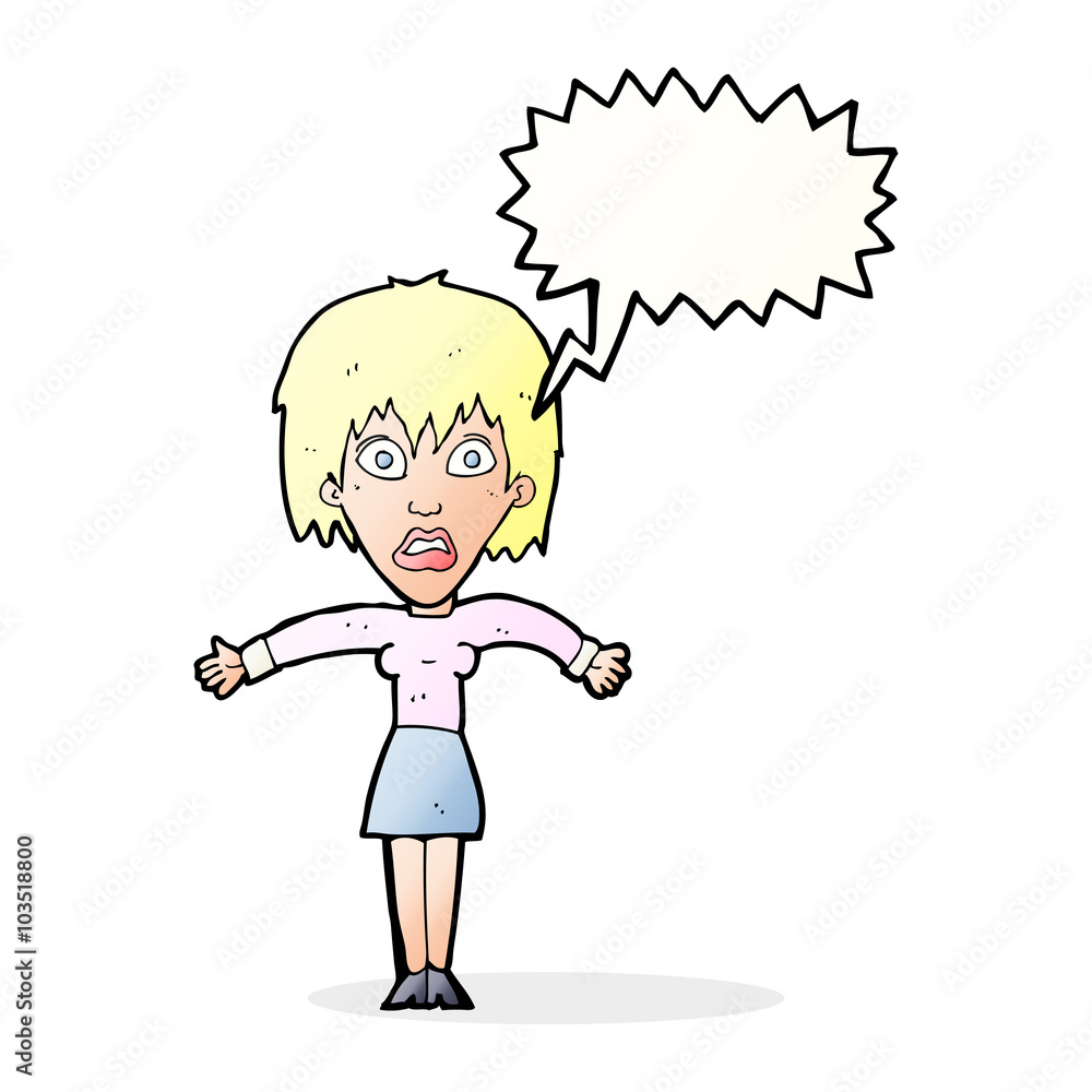 cartoon shocked woman with speech bubble cartoon shocked woman with speech bubble