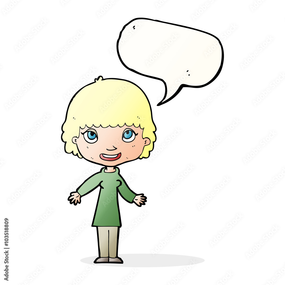 cartoon happy woman with speech bubble cartoon happy woman with speech bubble